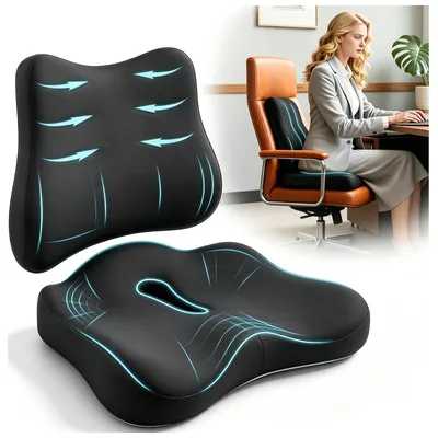 Image de Coussin orthopédique pour siège de voiture et de bureau, en mousse à mémoire de forme pour soulager les douleurs