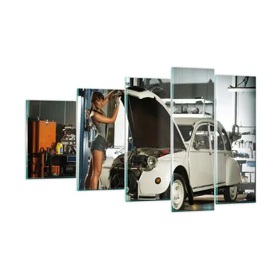 Produktbild von Bilder auf glas - Mädchen jung Auto Mechaniker - 100x60cm - Glasbilder - Wandbilder - Kunstdruck - zum Aufhängen bereit - Wanddekoration aus Glas - Glas Bilder - Wandbild auf Glas - GEG100x60-2426