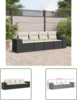 Produktbild von The Living Store 4-tlg. Garten-Sofagarnitur mit Kissen Schwarz Poly Rattan