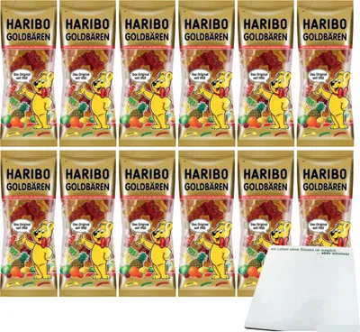 Produktbild von Haribo Goldbären Gummibärchen (12x75g Beutel) + usy Block