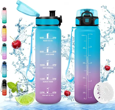 Produktbild von Sport Wasserflasche 500 ml, BPA-frei, Auslaufsicher, Geeignet für kohlensäurehaltige Getränke, Fahrrad
