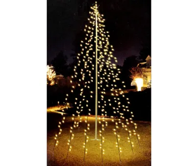 Produktbild von ECD Germany LED Lichterkette mit 192 LEDs Warmweiß 6 Stränge A 32 LED inkl. 6 Heringen und 6 Kabelbindern Schwarz IP44  Fahnenstangen Außenbeleuchtung