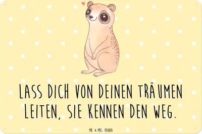 Produktbild von Mr. & Mrs. Panda Wandbild Plumplori Glücklich DIN A3 - Gelb Pastell - Geschenk, Magnetschild, Blechschild, Niedlich, tafel, Glück, Türschild, Lustige Sprüche, Schild