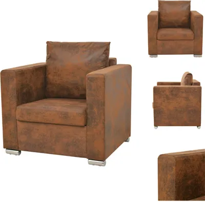 Image de vidaXL Fauteuil marron aspect daim - fauteuil