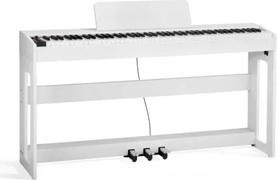Produktbild von Gewichtetes Digitalpiano, 88 Tasten, vollgewichtet, E-Piano-Tastatur mit Möbelständer, Netzteil, Dreifachpedal, Aufnahmefunktion, 280 Klänge, kabellose Verbindung, für Anfänger, weiß