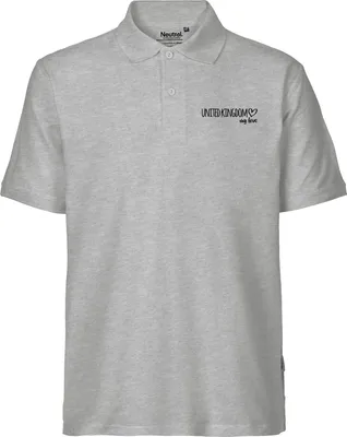 Produktbild von Huuraa Herren Polo Shirt United Kingdom my love S Sport Grey Bio Baumwolle Fairtrade Poloshirt Geschenkidee