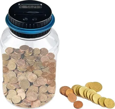 Produktbild von Digitale Geldbox mit Zähler, 1,8 L, elektronische Sparbüchse mit LCD-Display, automatische Münzzählmaschine, für Erwachsene und Kinder als Geschenk.