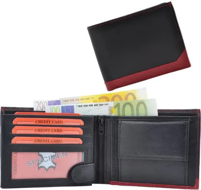 Produktbild von Geldbörse Nappa Leder Scheintasche schwarz rot S