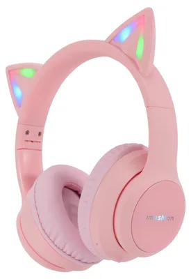 Productafbeelding van imoshion Draadloze Kinderkoptelefoon LED Light Cat Ear - Decibelbegrenzer - Met AUX kabel - Roze
