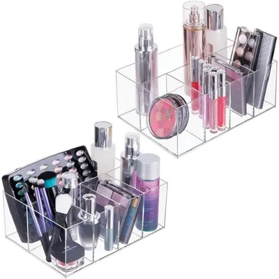 Produktbild von mDesign Kosmetik Organizer 5 Fächer Make-up Aufbewahrung Box 2er-Set Transparent