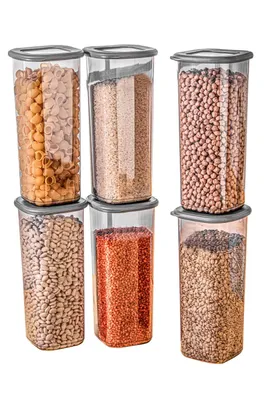 Immagine prodotto di Viwares barattoli per la conservazione con coperchio ermetico, set di 6 contenitori per la conservazione senza BPA, barattolo per la conservazione della farina di muesli in cucina, pratico organizzatore per la cucina, contenitori per la conservazione degli alimenti
