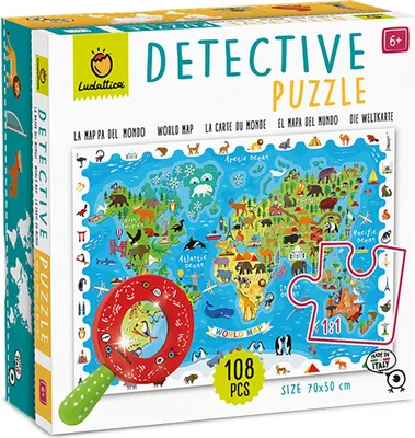 Produktbild von Ludattica Puzzle Tierweltkarte - Lernspielzeug aus Karton