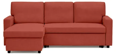 Image de Best Mobilier Meiya - canapé d'angle réversible 4 places convertible avec coffre en tissu , Terracotta