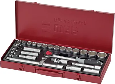 Produktbild von WGB Steckschlüssel-Satz No. 3880 1/2" vierkant mit Umschaltknarre 29-teilig