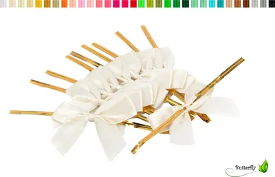 Produktbild von Satinschleifen 5cm, 10 Stück, Farbauswahl:ivory / elfenbein 810