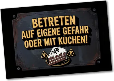 Produktbild von Totenkopf Souvenir Magnet mit Kuchenwarnung für Vintage-Fans