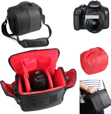 Produktbild von K-S-Trade Kompatibel mit Canon EOS 2000D Kameratasche Fototasche Schultertasche Zubehör Tasche einteilbare Trennwänden für Systemkamera, DSLR DSLM