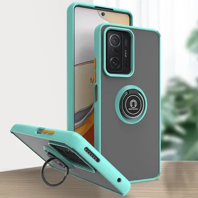 Image de Etui pour Xiaomi 11T / 11T Pro étui en TPU translucide mat avec support d'anneau et stand Bleu