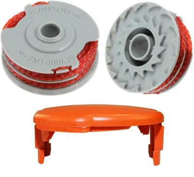 Image de 2 bobines de fil de coupe pour coupe-bordures, avec protection de la bobine