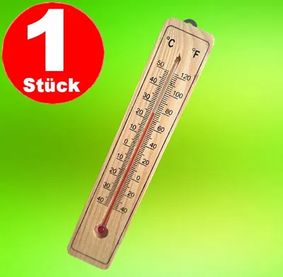 Produktbild von Thermometer innen außen Zimmer Holz Gartenthermometer Außenthermometer