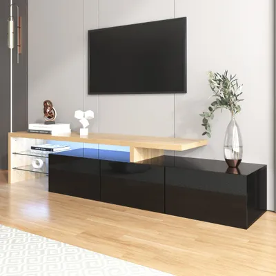 Immagine prodotto di Mobile TV lucido nero - Con illuminazione a LED - Larghezza 197,5 cm