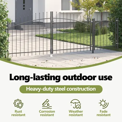 Immagine prodotto di vidaXL Cancello da giardino con serratura Woerden Grigio 125 x 400 cm Acciaio
