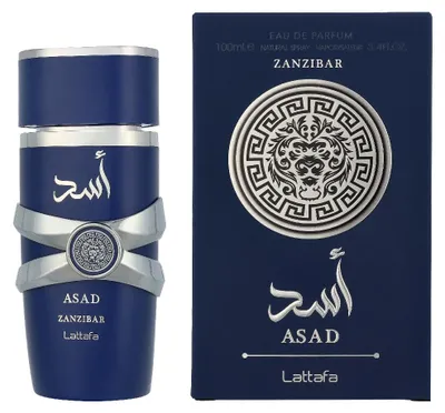 Produktbild von Lattafa Asad Zanzibar, Männer, 100 ml, Nicht nachfüllbare Flasche, Flüssiges Parfüm, Schwarzer Pfeffer, Lavendel, Iris, Meersalz