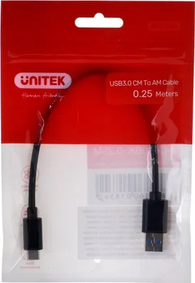 Obrázok produktu pre Unitek UNITEK CABLE USB-C - USB-A 3.1 M/M 0.25M  Y-C490BK