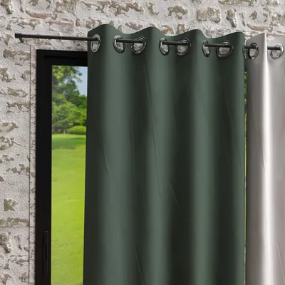 Verdunkelungsvorhang mit Ösen, Polyester, Grün, 140x250 cm