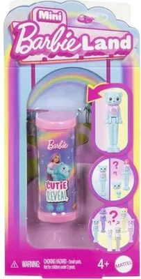 Image de Poupée Mini-BarbieLand Cutie Reveal, 3,8 cm, Avec Mini-Animal, Poupée Articulée