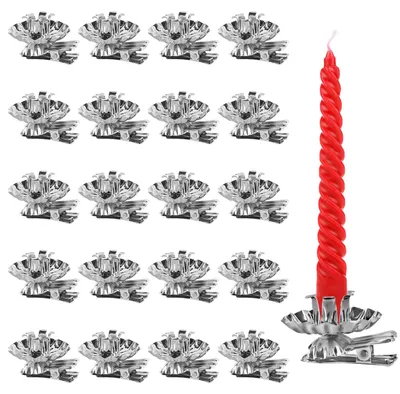 20er Set Baumkerzenhalter-Clips, silber, Metall, für Weihnachtsbaum