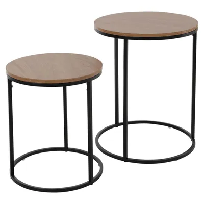 Image de HOMESTYLING Tables de service rondes set de 2 pcs pin clair KO-NB1510050