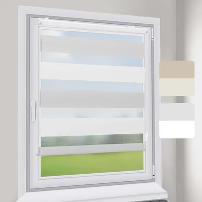 Zdjęcie produktu dla Sekey roleta podwójna 115x150cm mocowanie zaciskowe bez wiercenia DuoRollo roleta zaciemniająca nieprzezroczysta ochrona prywatności rolety do okien i drzwi biały+jasnoszary