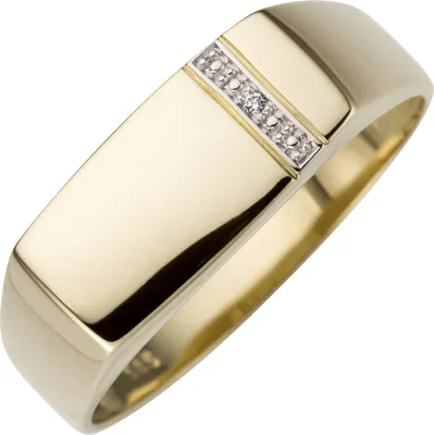 Produktbild von Herren Ring aus 585 Gold Gelbgold mit Diamant Brillant flach glänzend schlicht Innenumfang 68mm  Ø21.6mm