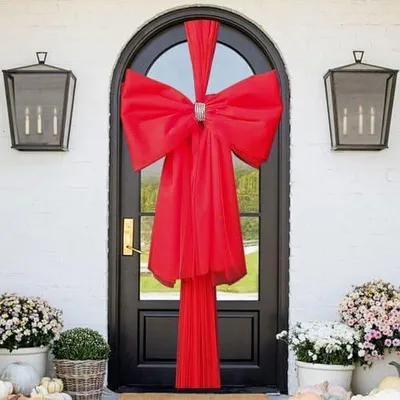 Produktbild von Weihnachts-Türbogen, selbstgemachte Dekoration mit Strass, Babyparty-Dekoration, Hochzeit - Festtagssaison (rot), (Christmas Door Bow)