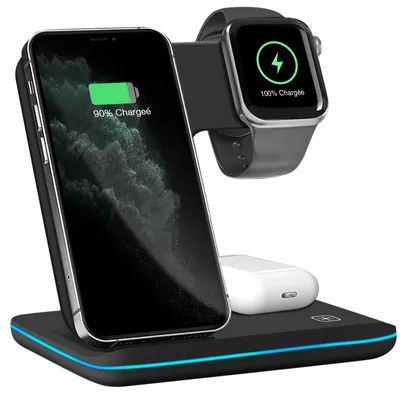 Produktbild von Avizar, Induktionsladegerät im vertikalen Design für Apple Watch / iPhone / AirPods, Schwarz