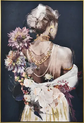 Produktbild von ARTUNIVERSE Leinwandbild Schöner Rücken mit Perlenketten 82 x 122 cm