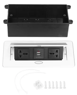 Immagine prodotto di Prese a pavimento, prese a scomparsa da scrivania, alimentatore USB doppio con 3 prese, accessori, 250 V, 13 A
