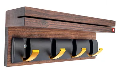 Wandorganizer aus Walnussholz, Schlüsselhalter, Flurregal, 4 Haken, 33,5 cm