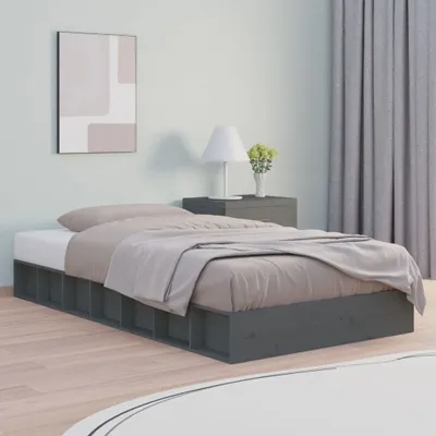 Produktbild von Massivholzbett Schlafzimmer - Grau 75x190 cm - Polsterbett CC28681