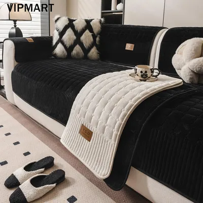 Produktbild von 1 Stück Hochwertige rutschfest Sofaauflage,waschbar,tierfreundlich,für 4-Sitzer Sofaauflage ,Heimdekoration,Für Wohnzimmer,(90x210cm),Schwarz