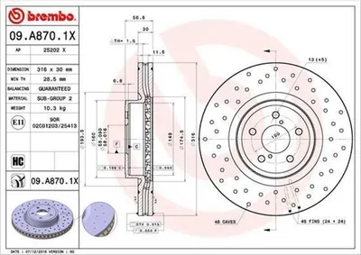 Zdjęcie produktu dla Tarcza hamulcowa BREMBO 09.A870.1X