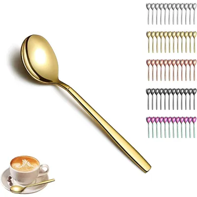 Productafbeelding van Set van 12 theelepels, van roestvrij staal met titaniumvergulding, kleine dessertlepels, vaatwasmachinebestendig, goudkleurig