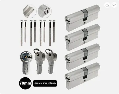 Produktbild von Zylinderschloss gleichschließend Profilzylinder 4x 70 mm 35/35