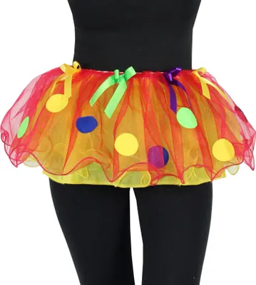 Produktbild von Clown Petticoat Tutu rot gelb mit Punkten