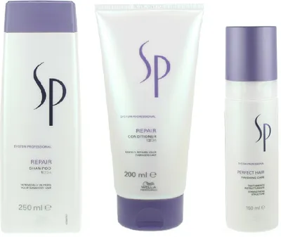 Produktbild von Wella SP Repair Shampoo 250ml + Conditioner 200ml + Perfect Hair Finishing Care 150ml