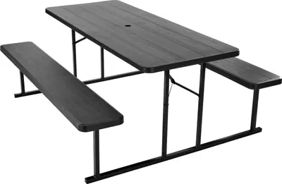 Zdjęcie produktu dla Stół piknikowy 180cm składany ławki stalowy ogród taras camping czarny