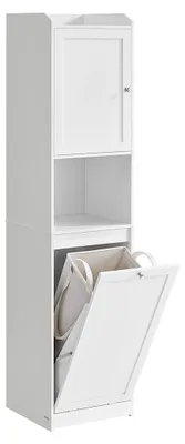 Image de Armoire de salle de bain avec panier à linge – Armoire de rangement en MDF – 40 x 40 x 170 cm
