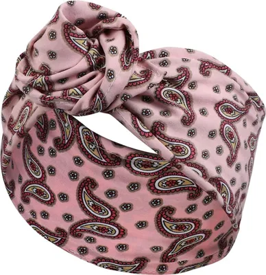 Produktbild von Turban-Haarband aus Baumwolle mit Retro-Paisley in zartem Rosa