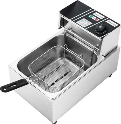 Produktbild von Churros Maschine - Elektrische Fritteuse 6L - Edelstahl - 2500W - Temperatur einstellbar - Tischgerät - Silber